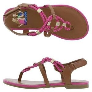 Toddler Girls Disney Liv & Maddie Sandals 11 Pink Rope Metallic Thong Shoes